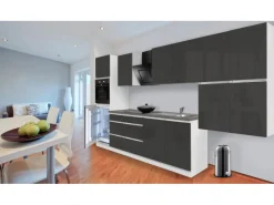 Respekta Premium Respekta Küchenzeile GLRP370HWG Grifflos 370 cm -Weiß< Kochfelder|Kühlschränke