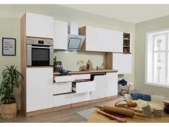 Sale Respekta Premium Respekta Küchenzeile GLRP380HESWM Grifflos 380 cm -Sonoma Eiche Weiß Matt