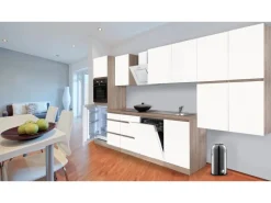 Sale Respekta Premium Respekta Küchenzeile GLRP380HESWM Grifflos 380 cm -Sonoma Eiche Weiß Matt