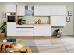 Sale Respekta Premium Respekta Küchenzeile GLRP380HESWM Grifflos 380 cm -Sonoma Eiche Weiß Matt