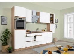 Best Respekta Premium Respekta Küchenzeile GLRP320HESWM Grifflos 320 cm -Sonoma Eiche Weiß Matt