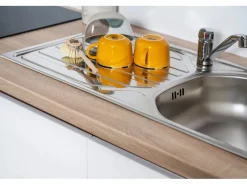 Respekta Premium Kühlschränke|Einbauküchen<Respekta Küchenzeile GLRP280HESG Grifflos 280 cm -Sonoma Eiche