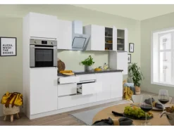 Respekta Premium Respekta Küchenzeile GLRP320HWWM Grifflos 320 cm< Kochfelder|Kühlschränke