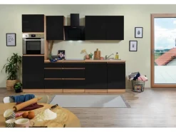 Respekta Premium Respekta Küchenzeile GLRP280HESS Grifflos 280 cm -Sonoma Eiche< Kühlschränke|Winkelküchen