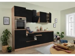 Respekta Premium Respekta Küchenzeile GLRP280HESS Grifflos 280 cm -Sonoma Eiche< Kühlschränke|Winkelküchen
