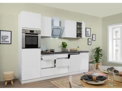 Respekta Premium Einbauküchen|Kochfelder<Respekta Küchenzeile GLRP280HWWM 280 cm Granit-Optik Grifflos
