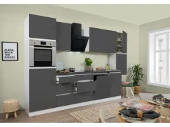 Respekta Premium Respekta Küchenzeile GLRP330HWG Grifflos 330 cm -Weiß< Kühlschränke|Einbauküchen