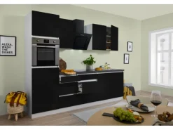 Respekta Premium Kochfelder|Kühlschränke<Respekta Küchenzeile GLRP270HWS Grifflos 270 cm -Weiß