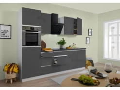 Respekta Premium Respekta Küchenzeile GLRP270HWG Grifflos 270 cm -Weiß< Einbauküchen|Kochfelder