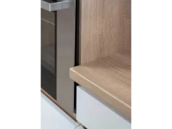 Clearance Respekta Premium Respekta Küchenzeile GLRP270HESW Grifflos 270 cm Weiß Hochglanz-Sonoma Eiche Hochglanz Weiß