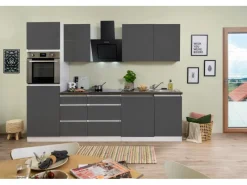 Respekta Premium Kühlschränke|Kochfelder<Respekta Küchenzeile GLRP280HWG 280 cm Granit-Optik Grifflos