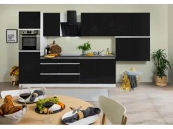 Respekta Premium Respekta Küchenzeile GLRP370HWS Grifflos 370 cm -Weiß< Kochfelder|Kühlschränke