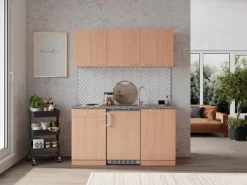 Discount Respekta Küchenzeile KB150BB 150 cm Nachbildung Buche