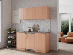 Discount Respekta Küchenzeile KB150BB 150 cm Nachbildung Buche