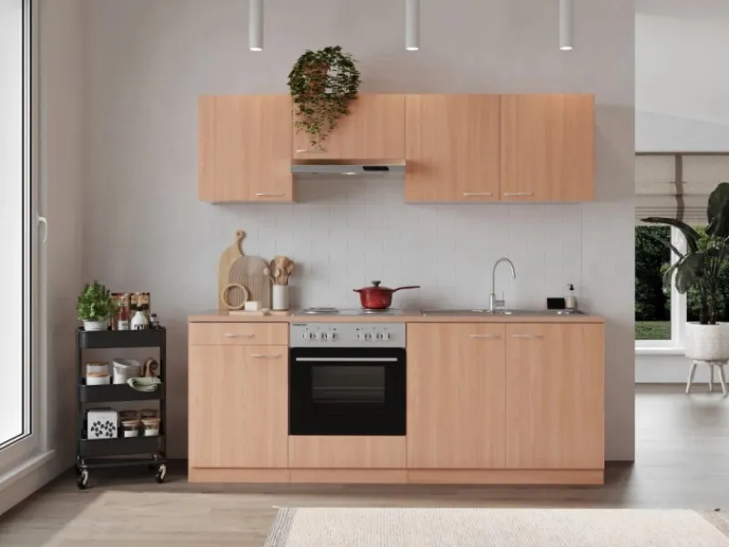 Sale Respekta Küchenzeile KB210BBE 210 cm Nachbildung Buche