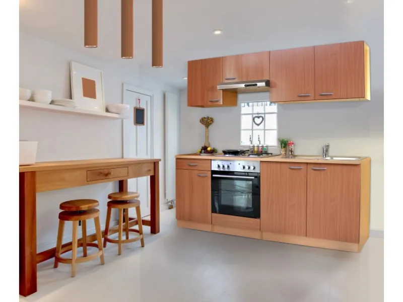 Sale Respekta Küchenzeile KB210BBE 210 cm Nachbildung Buche