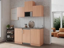 Respekta Pantryküchen|Miniküchen<Küchenzeile KB150BBMIC 150 cm Buche
