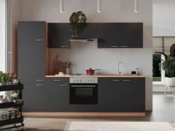 Respekta Winkelküchen|Einbauküchen<Küchenzeile KB270BGE 270 cm -Buche Nachbildung