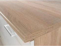 Respekta Küchenzeile KB270ENWP 270 cm Weiß-Eiche Natura Nachbildung Glänzend< Kühlschränke|Single-Küchen