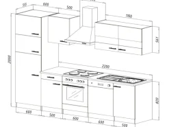 Respekta Küchenzeile KB280ESGCGKE 280 cm -Eiche Sägerau Nachbildung< Kühlschränke|Winkelküchen