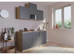 Respekta Küchenzeile KB150ESGMIC 150 cm -Eiche Sägeräu Nachbildung< Winkelküchen|Pantryküchen