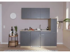 Respekta Küchenzeile KB180ESG 180 cm Grau-Eiche Sonoma Sägerau Nachbildung< Kochfelder|Kühlschränke