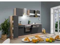 Respekta Einbauküchen|Single-Küchen<Küchenzeile KB250ESGC 250 cm -Eiche Glänzend