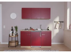 Clearance Respekta Küchenzeile KB150ESR 150 cm Rot-Eiche Sägerau