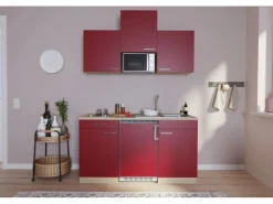 Respekta Küchenzeile KB150ESRMI 150 cm -Eiche Sägeräu Nachbildung< Miniküchen|Single-Küchen