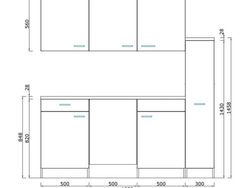 Respekta Küchenzeile KB150ESRMI 150 cm -Eiche Sägeräu Nachbildung< Miniküchen|Single-Küchen