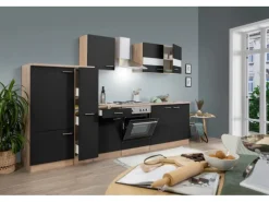 Respekta Herde|Kochfelder<Küchenzeile KB300ESS 300 cm -Eiche Sägerau Nachbildung