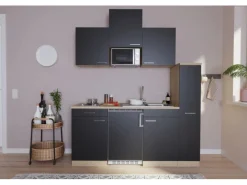 Respekta Küchenzeile KB180ESSMI 180 cm -Eiche Sägeräu Nachbildung< Winkelküchen|Single-Küchen