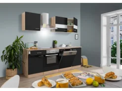 Respekta Kühlschränke|Einbauküchen<Küchenzeile KB220ESSC 220 cm -Eiche Sägerau Nachbildung