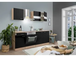 Respekta Küchenzeile KB210ESSC 210 cm -Eiche Sägerau Nachbildung< Herde