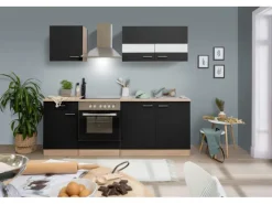 Respekta Küchenzeile KB210ESSC 210 cm -Eiche Sägerau Nachbildung< Herde