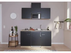 Respekta Single-Küchen|Miniküchen<Küchenzeile KB150ESSMI 150 cm -Eiche Sägeräu Nachbildung