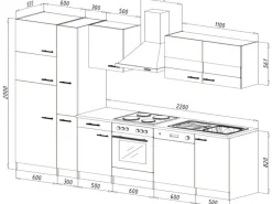 Best Respekta Küchenzeile KB310ESSCGKE 310 cm -Eiche Sägerau Nachbildung Schwarz
