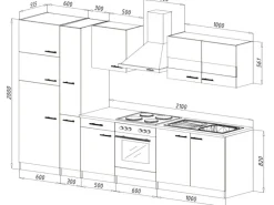Respekta Küchenzeile KB300ESSCGKE 300 cm -Eiche Sägerau Nachbildung< Einbauküchen|Winkelküchen