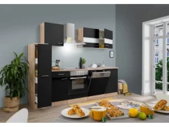 Respekta Winkelküchen|Einbauküchen<Küchenzeile KB250ESSC 250 cm -Eiche Glänzend