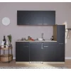 Respekta Single-Küchen|Kochfelder<Küchenzeile KB180ESS 180 cm Schwarz-Eiche Sonoma Sägerau Nachbildung