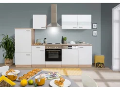 Respekta Küchenzeile KB280ESW 280 cm -Eiche Sägerau Nachbildung< Kühlschränke|Einbauküchen
