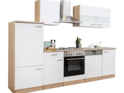 Respekta Küchenzeile KB280ESW 280 cm -Eiche Sägerau Nachbildung< Kühlschränke|Einbauküchen