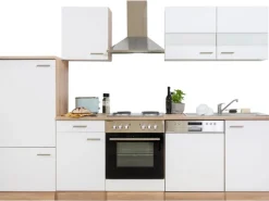 Respekta Küchenzeile KB280ESW 280 cm -Eiche Sägerau Nachbildung< Kühlschränke|Einbauküchen