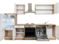 Respekta Küchenzeile KB280ESW 280 cm -Eiche Sägerau Nachbildung< Kühlschränke|Einbauküchen