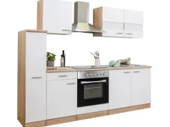 Respekta Kochfelder<Küchenzeile KB240ESWC 240 cm -Eiche Glänzend