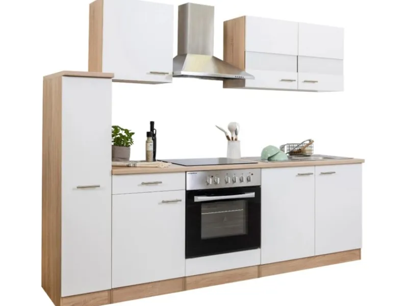 Respekta Kochfelder<Küchenzeile KB240ESWC 240 cm -Eiche Glänzend