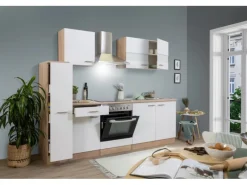 Respekta Kochfelder<Küchenzeile KB240ESWC 240 cm -Eiche Glänzend