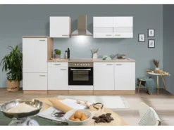 Respekta Einbauküchen|Herde<Küchenzeile KB270ESWC 270 cm -Eiche Sägerau Nachbildung Glänzend
