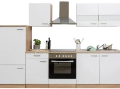 Respekta Einbauküchen|Herde<Küchenzeile KB270ESWC 270 cm -Eiche Sägerau Nachbildung Glänzend