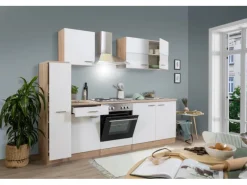 Hot Respekta Küchenzeile KB240ESW 240 cm -Eiche Weiß